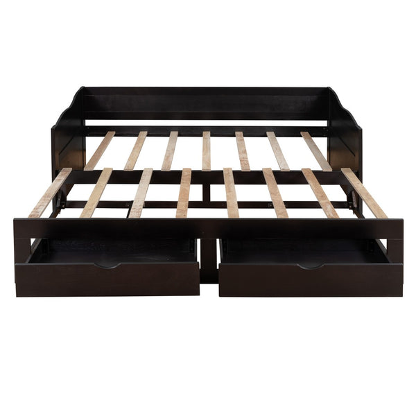 HomeRoots Espresso Wood Twin Daybed with Drawers – Stylish Versatile Seating & Sleeping Solution for Any Room 602084