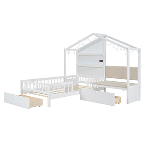 HomeRoots White Wood Twin House Bed Frame - Modern Minimalist Design, Durable, No Box Spring Needed, Cozy Style 602086