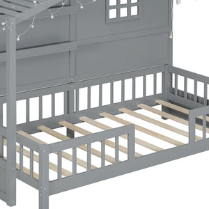 HomeRoots Gray Wood Twin Canopy Bed Frame - Modern Elegance with Sturdy Support for a Restful Bedroom Retreat 602087