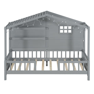 HomeRoots Gray Wood Twin Canopy Bed Frame - Modern Elegance with Sturdy Support for a Restful Bedroom Retreat 602087