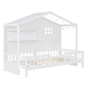 HomeRoots White Wood Twin Canopy Bed Frame - Modern Design for Small Spaces, Stylish & Durable Sleep Solution 602088