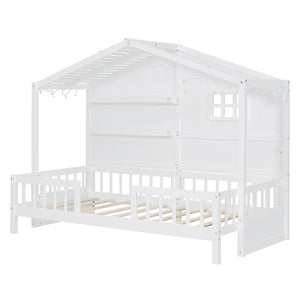 HomeRoots White Wood Twin Canopy Bed Frame - Modern Design for Small Spaces, Stylish & Durable Sleep Solution 602088