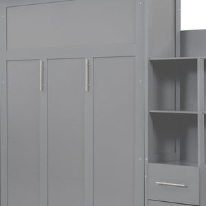 HomeRoots Gray Wood Queen Murphy Bed - Stylish Space-Saving Solution for Guest Rooms and Home Offices! 602092