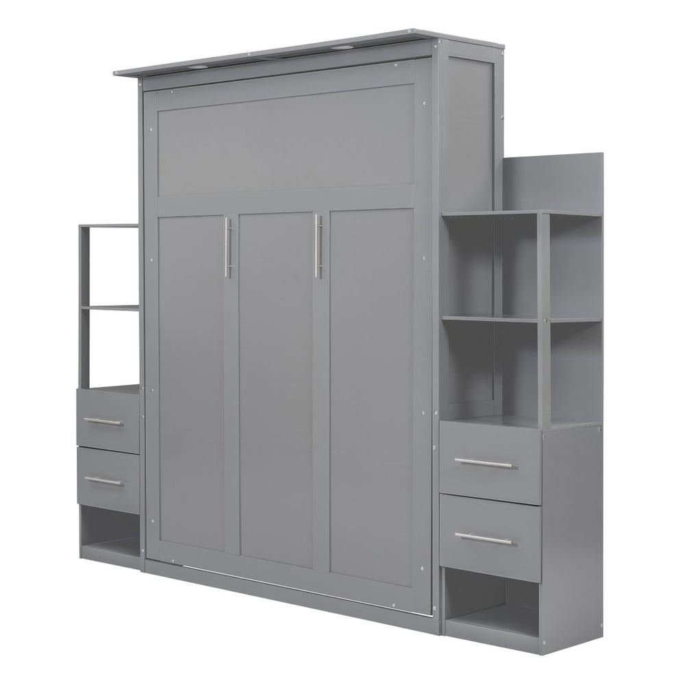 HomeRoots Gray Wood Queen Murphy Bed - Stylish Space-Saving Solution for Guest Rooms and Home Offices! 602092