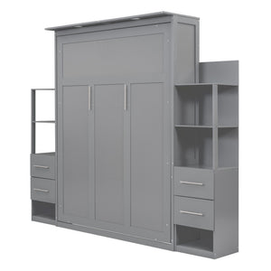 HomeRoots Gray Wood Queen Murphy Bed - Stylish Space-Saving Solution for Guest Rooms and Home Offices! 602092