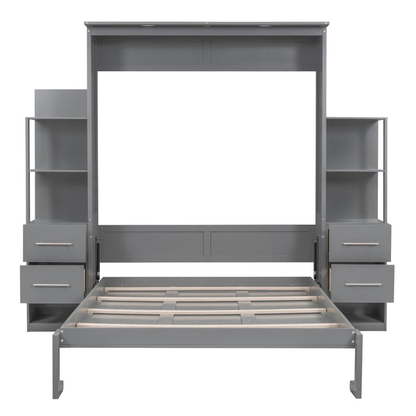HomeRoots Gray Wood Queen Murphy Bed - Stylish Space-Saving Solution for Guest Rooms and Home Offices! 602092