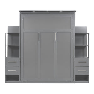 HomeRoots Gray Wood Queen Murphy Bed - Stylish Space-Saving Solution for Guest Rooms and Home Offices! 602092