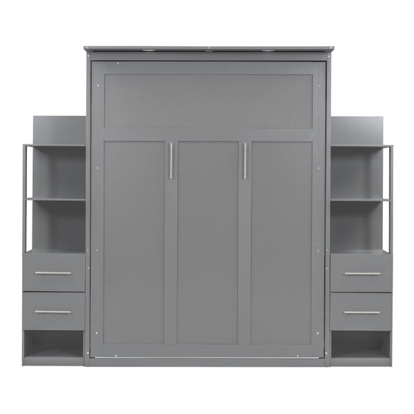 HomeRoots Gray Wood Queen Murphy Bed - Stylish Space-Saving Solution for Guest Rooms and Home Offices! 602092