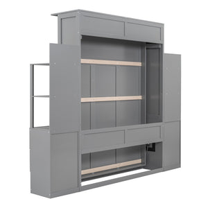 HomeRoots Gray Wood Queen Murphy Bed - Stylish Space-Saving Solution for Guest Rooms and Home Offices! 602092