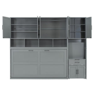 HomeRoots Gray Wood Twin Murphy Bed – Space-Saving Design for Stylish Guest Rooms, Studios & Multi-Use Spaces 602094
