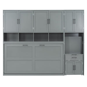 HomeRoots Gray Wood Twin Murphy Bed – Space-Saving Design for Stylish Guest Rooms, Studios & Multi-Use Spaces 602094