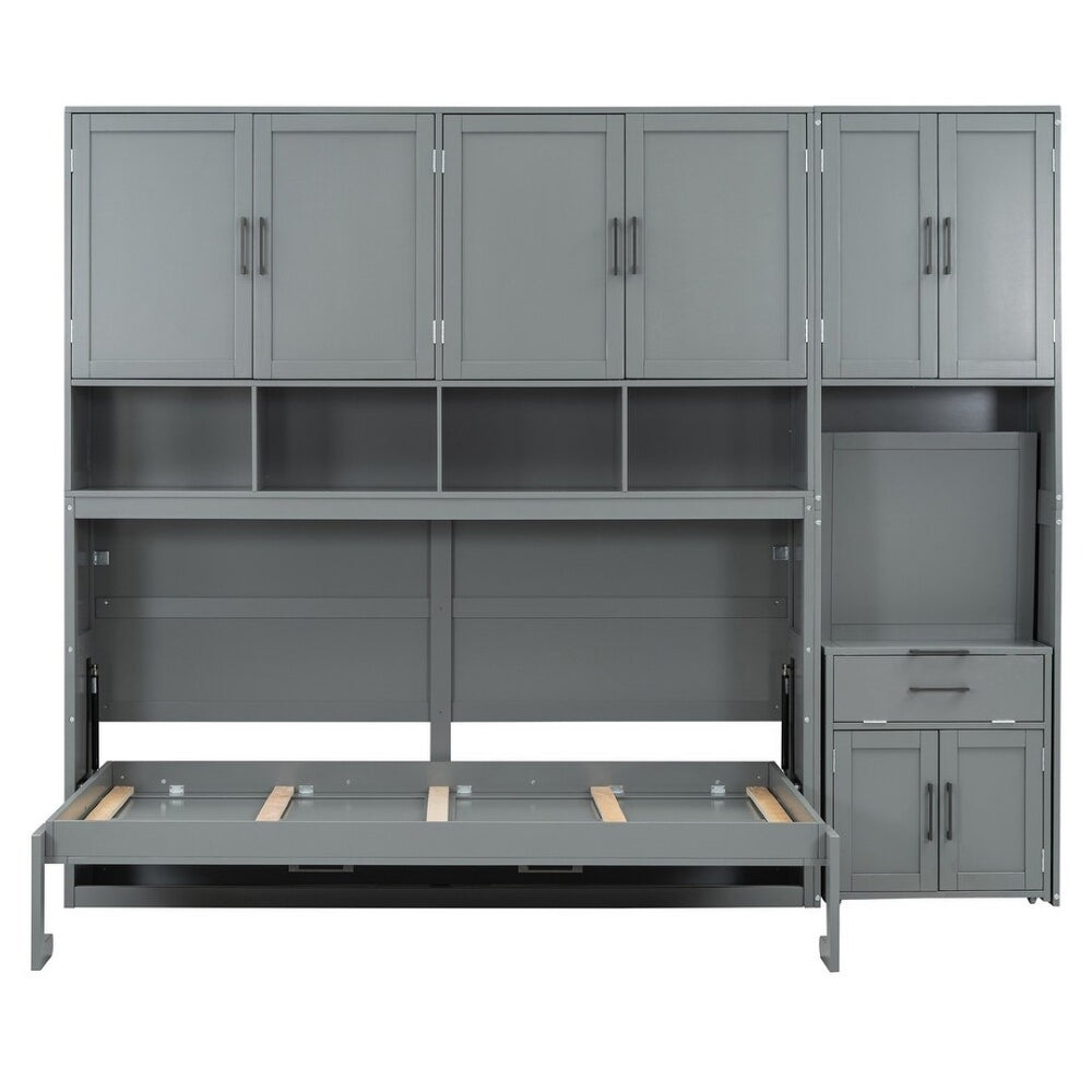 HomeRoots Gray Wood Twin Murphy Bed – Space-Saving Design for Stylish Guest Rooms, Studios & Multi-Use Spaces 602094