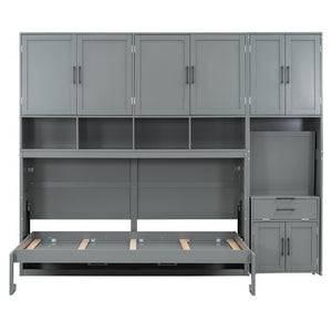 HomeRoots Gray Wood Twin Murphy Bed – Space-Saving Design for Stylish Guest Rooms, Studios & Multi-Use Spaces 602094