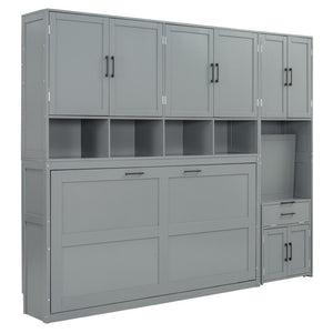 HomeRoots Gray Wood Twin Murphy Bed – Space-Saving Design for Stylish Guest Rooms, Studios & Multi-Use Spaces 602094