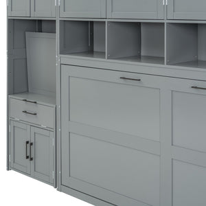 HomeRoots Gray Wood Twin Murphy Bed – Space-Saving Design for Stylish Guest Rooms, Studios & Multi-Use Spaces 602094