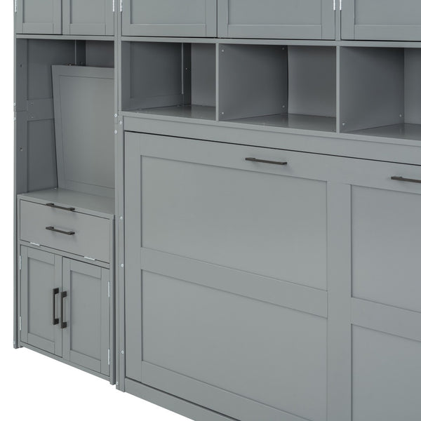 HomeRoots Gray Wood Twin Murphy Bed – Space-Saving Design for Stylish Guest Rooms, Studios & Multi-Use Spaces 602094