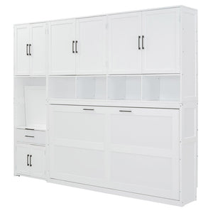 HomeRoots White Wood Twin Murphy Bed – Stylish Space-Saving Solution for Small Rooms & Guest Accommodations 602095