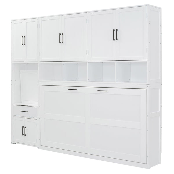 HomeRoots White Wood Twin Murphy Bed – Stylish Space-Saving Solution for Small Rooms & Guest Accommodations 602095