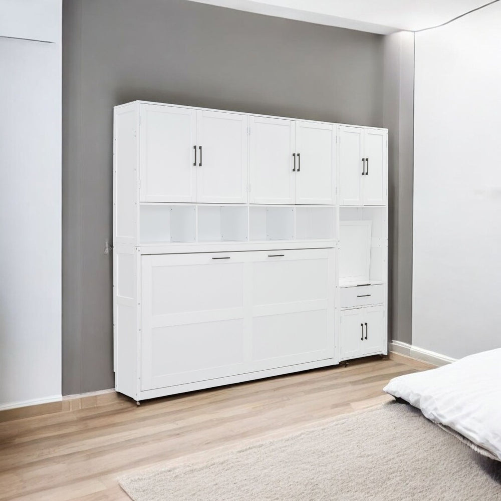 HomeRoots White Wood Twin Murphy Bed – Stylish Space-Saving Solution for Small Rooms & Guest Accommodations 602095