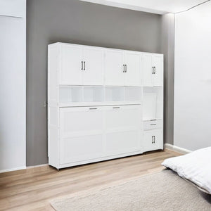 HomeRoots White Wood Twin Murphy Bed – Stylish Space-Saving Solution for Small Rooms & Guest Accommodations 602095