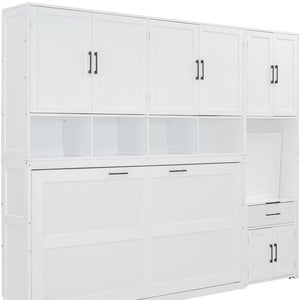HomeRoots White Wood Twin Murphy Bed – Stylish Space-Saving Solution for Small Rooms & Guest Accommodations 602095