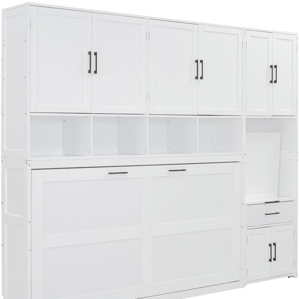 HomeRoots White Wood Twin Murphy Bed – Stylish Space-Saving Solution for Small Rooms & Guest Accommodations 602095