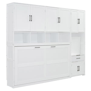 HomeRoots White Wood Twin Murphy Bed – Stylish Space-Saving Solution for Small Rooms & Guest Accommodations 602095