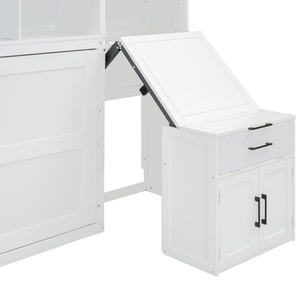 HomeRoots White Wood Twin Murphy Bed – Stylish Space-Saving Solution for Small Rooms & Guest Accommodations 602095