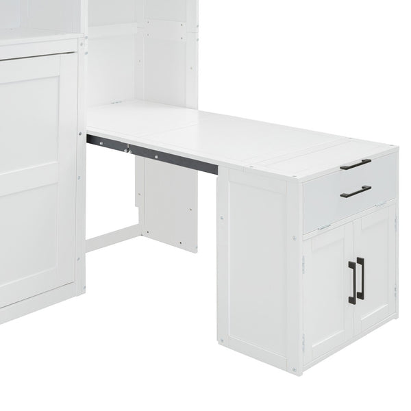HomeRoots White Wood Twin Murphy Bed – Stylish Space-Saving Solution for Small Rooms & Guest Accommodations 602095