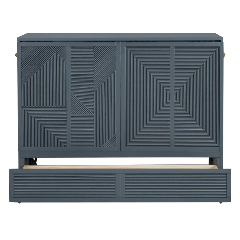 HomeRoots Gray Wood Full Murphy Bed | Space-Saving Design for Stylish Living, Perfect for Guests & Small Homes 602096