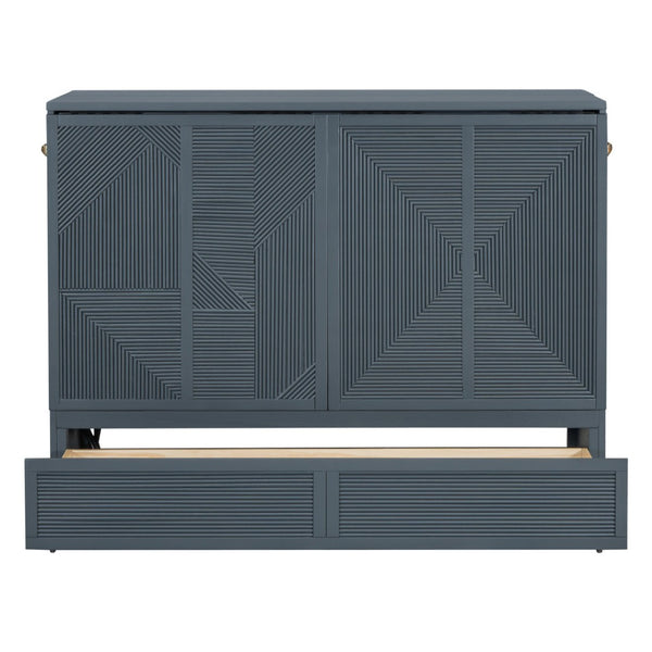 HomeRoots Gray Wood Full Murphy Bed | Space-Saving Design for Stylish Living, Perfect for Guests & Small Homes 602096