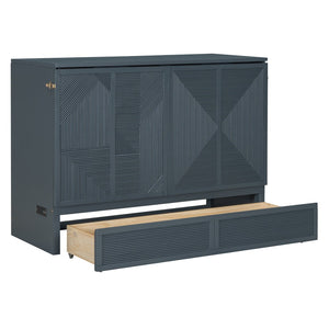 HomeRoots Gray Wood Full Murphy Bed | Space-Saving Design for Stylish Living, Perfect for Guests & Small Homes 602096