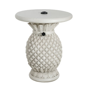 English Elm Adela Outdoor Mgo Umbrella Base Side Table with Marble Finish Weatherproof Patio N775P385406W