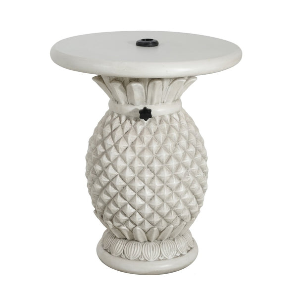 English Elm Adela Outdoor Mgo Umbrella Base Side Table with Marble Finish Weatherproof Patio N775P385406W