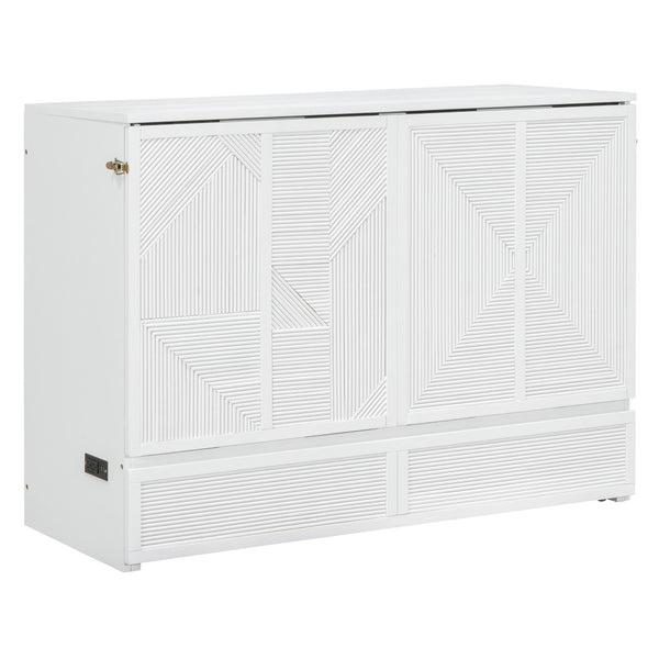 HomeRoots White Wood Full Murphy Bed - Stylish Space-Saving Solution with Durable Design for Any Room 602097