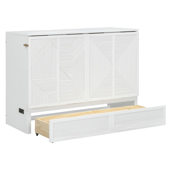HomeRoots White Wood Full Murphy Bed - Stylish Space-Saving Solution with Durable Design for Any Room 602097