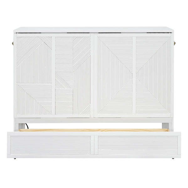 HomeRoots White Wood Full Murphy Bed - Stylish Space-Saving Solution with Durable Design for Any Room 602097
