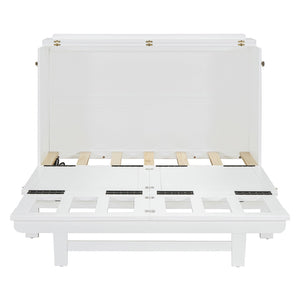 HomeRoots White Wood Full Murphy Bed - Stylish Space-Saving Solution with Durable Design for Any Room 602097