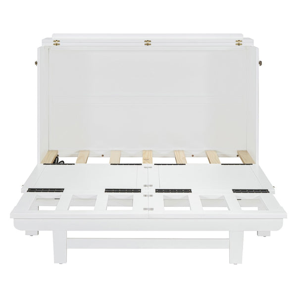 HomeRoots White Wood Full Murphy Bed - Stylish Space-Saving Solution with Durable Design for Any Room 602097