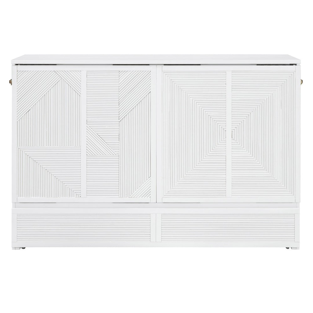 HomeRoots White Wood Queen Murphy Bed – Elegant Space-Saving Design for Guest Rooms & Studios, 300 lb Capacity 602099
