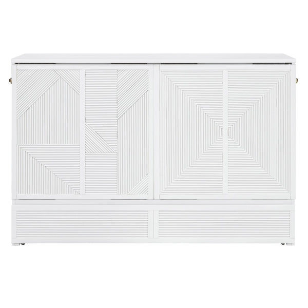 HomeRoots White Wood Queen Murphy Bed – Elegant Space-Saving Design for Guest Rooms & Studios, 300 lb Capacity 602099