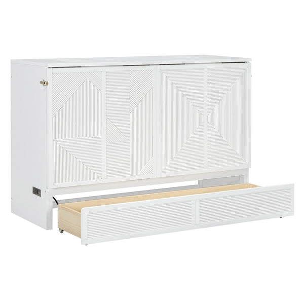 HomeRoots White Wood Queen Murphy Bed – Elegant Space-Saving Design for Guest Rooms & Studios, 300 lb Capacity 602099
