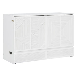 HomeRoots White Wood Queen Murphy Bed – Elegant Space-Saving Design for Guest Rooms & Studios, 300 lb Capacity 602099