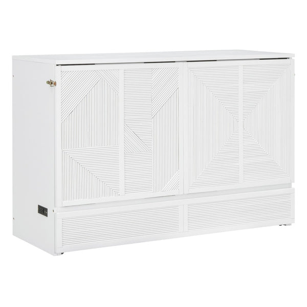 HomeRoots White Wood Queen Murphy Bed – Elegant Space-Saving Design for Guest Rooms & Studios, 300 lb Capacity 602099