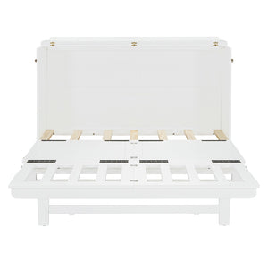 HomeRoots White Wood Queen Murphy Bed – Elegant Space-Saving Design for Guest Rooms & Studios, 300 lb Capacity 602099