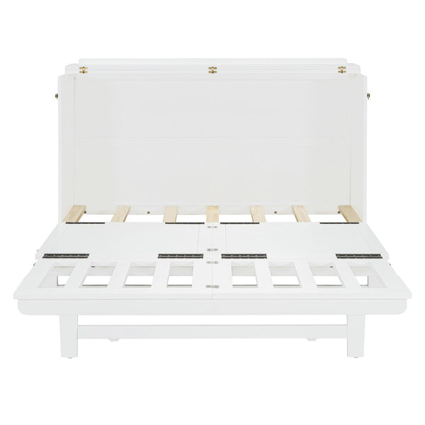 HomeRoots White Wood Queen Murphy Bed – Elegant Space-Saving Design for Guest Rooms & Studios, 300 lb Capacity 602099
