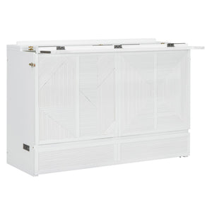 HomeRoots White Wood Queen Murphy Bed – Elegant Space-Saving Design for Guest Rooms & Studios, 300 lb Capacity 602099