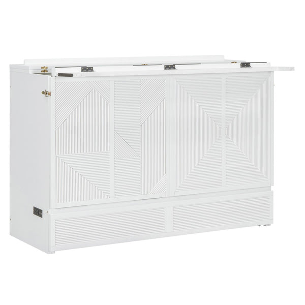 HomeRoots White Wood Queen Murphy Bed – Elegant Space-Saving Design for Guest Rooms & Studios, 300 lb Capacity 602099
