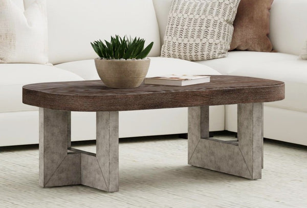 Basset Mirror Nova Coffee Table - Bold Modern Design In Charcoal Cerused Oak With Faux Metal Legs For Your Living Room Gray Wood 6021-lr-100