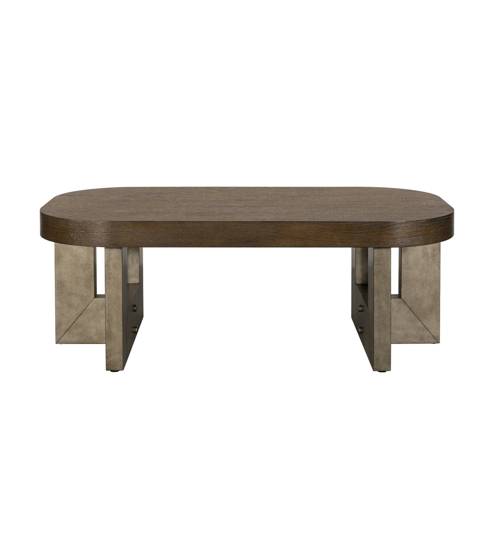 Basset Mirror Nova Coffee Table - Bold Modern Design In Charcoal Cerused Oak With Faux Metal Legs For Your Living Room Gray Wood 6021-lr-100